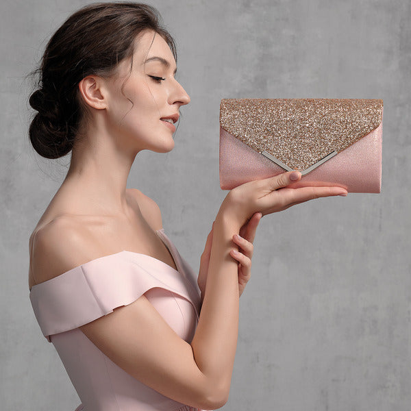 Glitter Envelope Metal Edge Clutch Bags