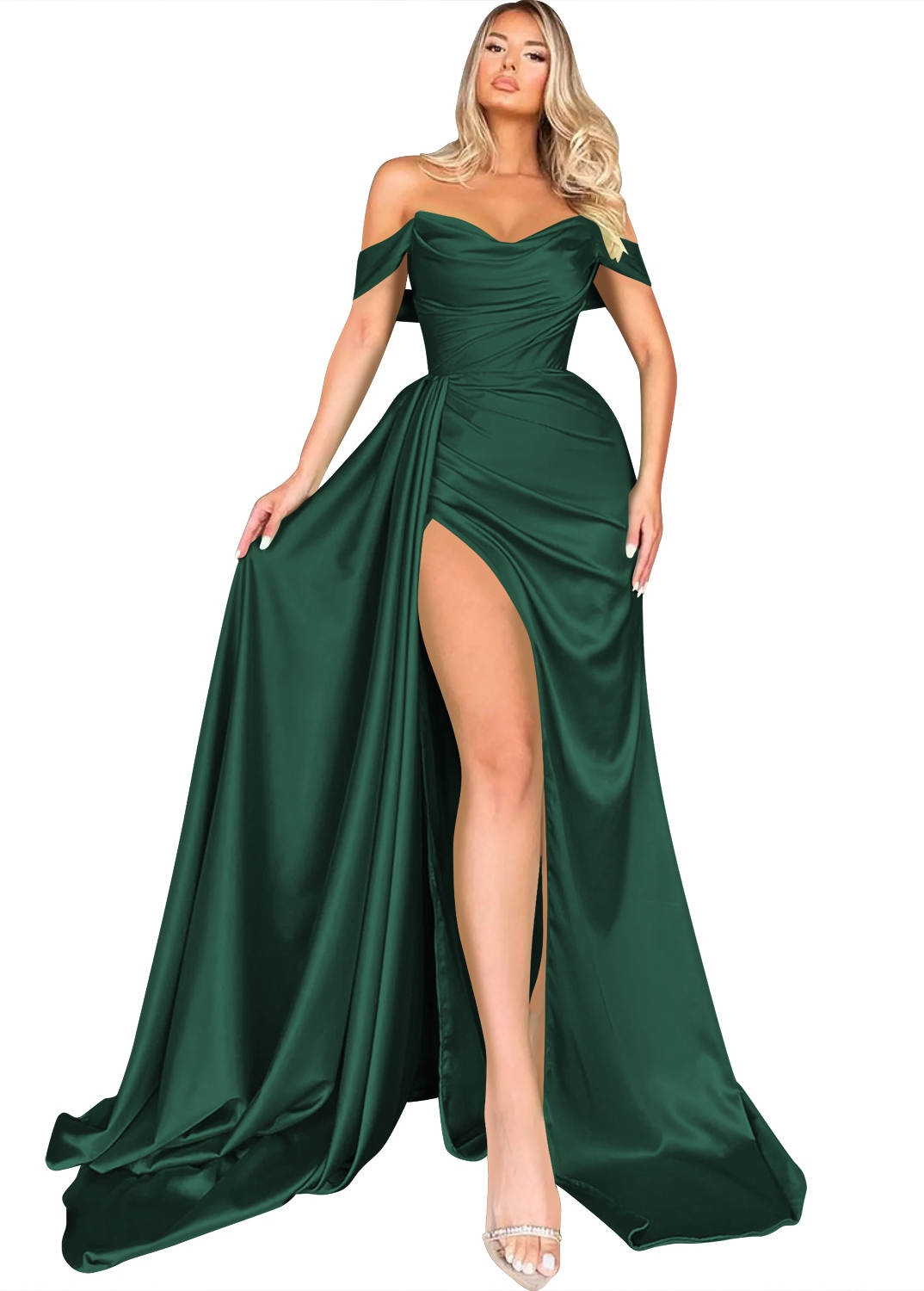 A-Line/Princess Off-the-Shoulder Prom Dresses with Split