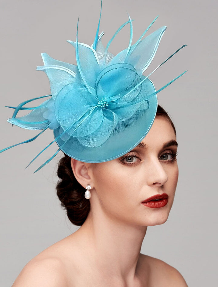 Elegant Net Saucer Hat Fascinator Hats Headpiece Flower & Beading & Feather