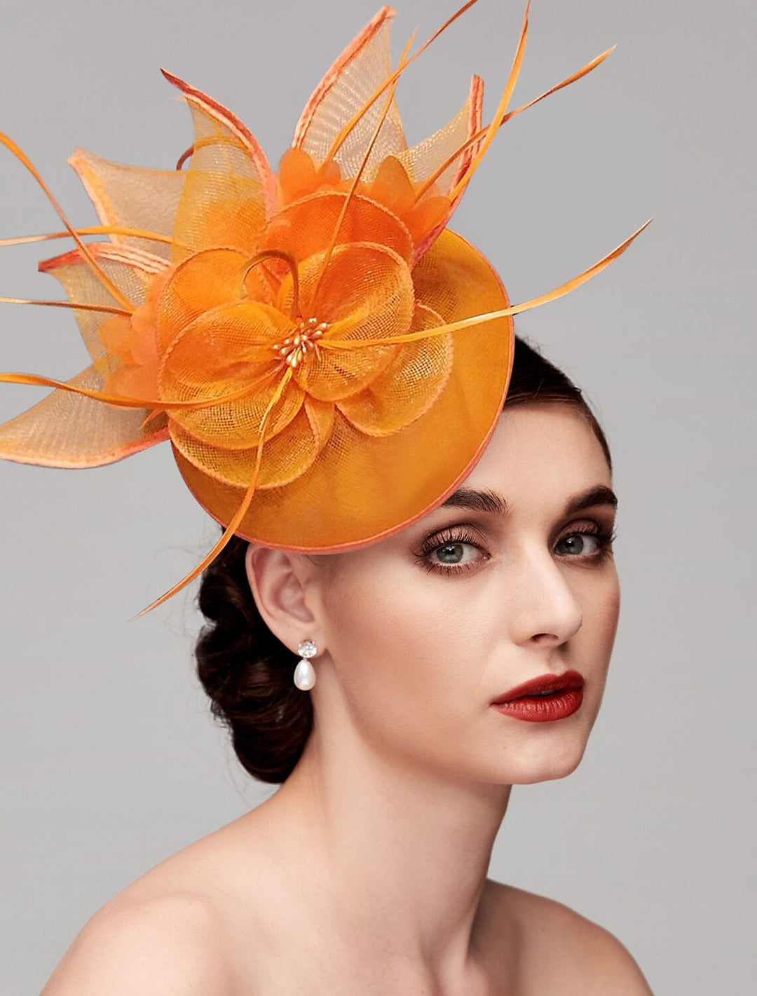 Elegant Net Saucer Hat Fascinator Hats Headpiece Flower & Beading & Feather