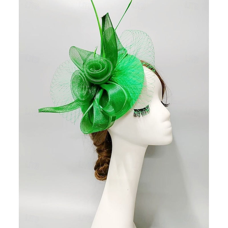 Elegant Net Saucer Hat Fascinator Hats Headpiece Flower & Tulle & Knot Bow