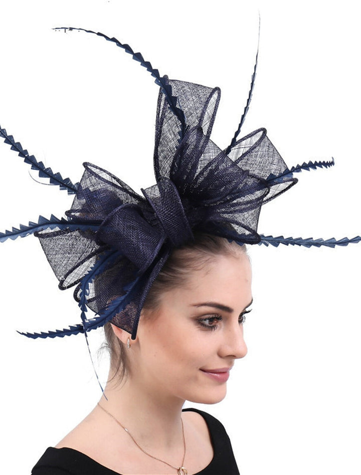 Elegant Net Saucer Hat Fascinator Hats Headpiece Flower Feather & Bowknot