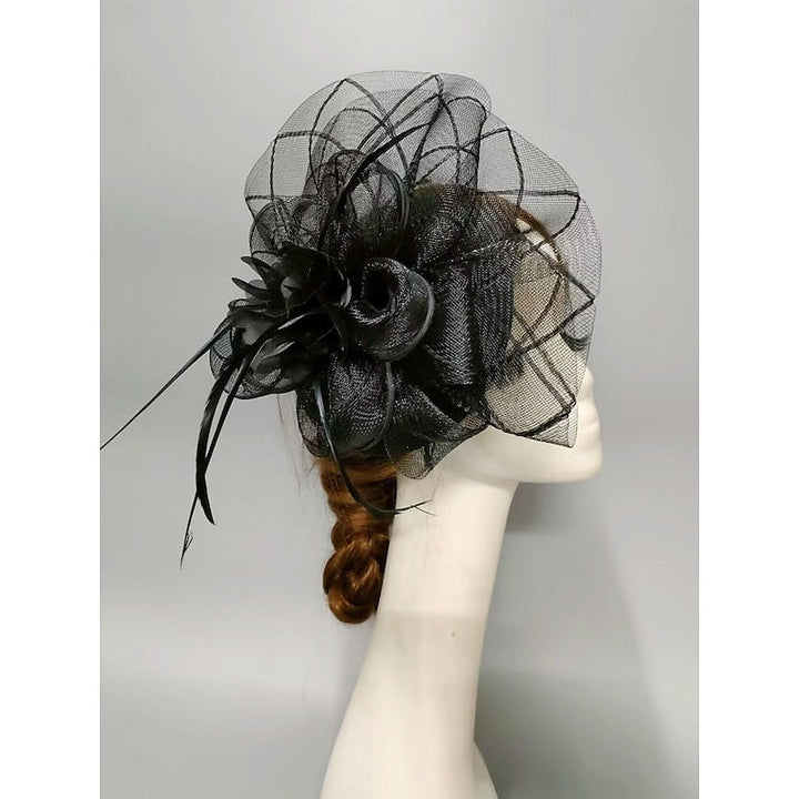 Elegant Net Saucer Hat Fascinator Hats Headpiece Flower Feather & Tulle