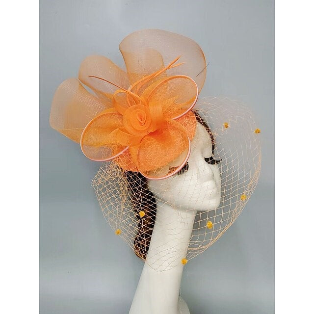 Noble Fascinators Net Wedding Horse Race Hats Flower Headpiece & Knot Bow