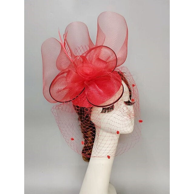 Noble Fascinators Net Wedding Horse Race Hats Flower Headpiece & Knot Bow