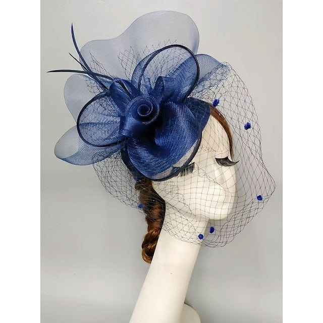 Noble Fascinators Net Wedding Horse Race Hats Flower Headpiece & Knot Bow