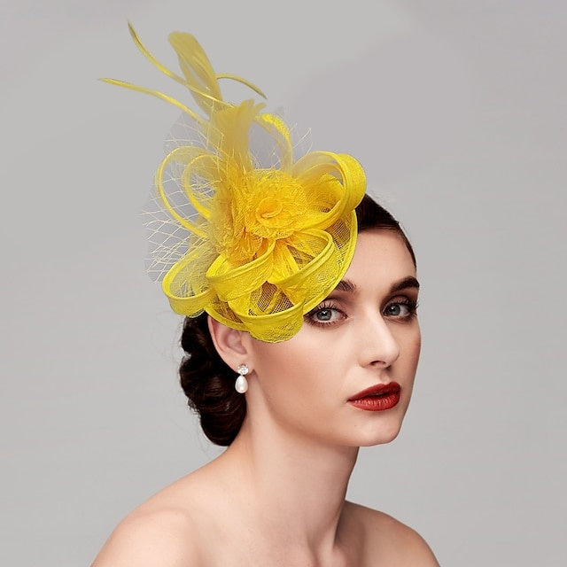 Noble Tulle Hat Fascinators Net Wedding  Hats Flower Headpiece & Knot