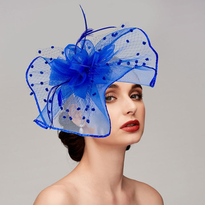 Elegant Retro Melbourne Hat Fascinators Headpiece with Feather & Flower