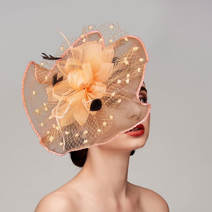 Elegant Retro Melbourne Hat Fascinators Headpiece with Feather & Flower