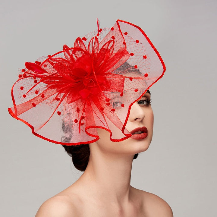 Elegant Retro Melbourne Hat Fascinators Headpiece with Feather & Flower