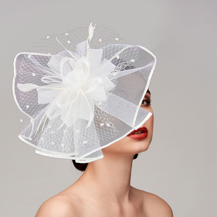 Elegant Retro Melbourne Hat Fascinators Headpiece with Feather & Flower