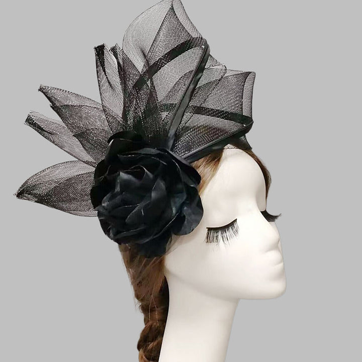 Black Net Veil Flower Wedding Ladies Day Fascinators/Headpiece