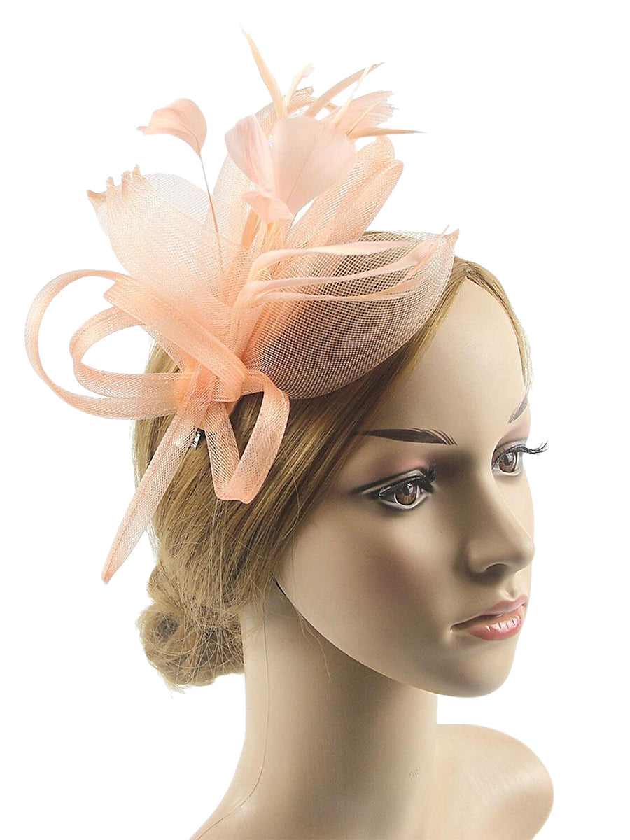 Vintage Organza Wedding Floppy Hat Fascinators/Headpiece with Feather &amp; Bow
