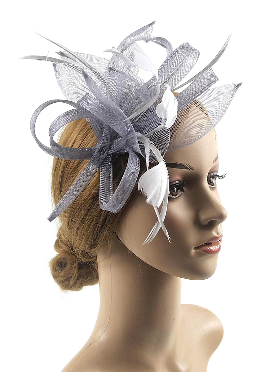 Vintage Organza Wedding Floppy Hat Fascinators/Headpiece with Feather &amp; Bow