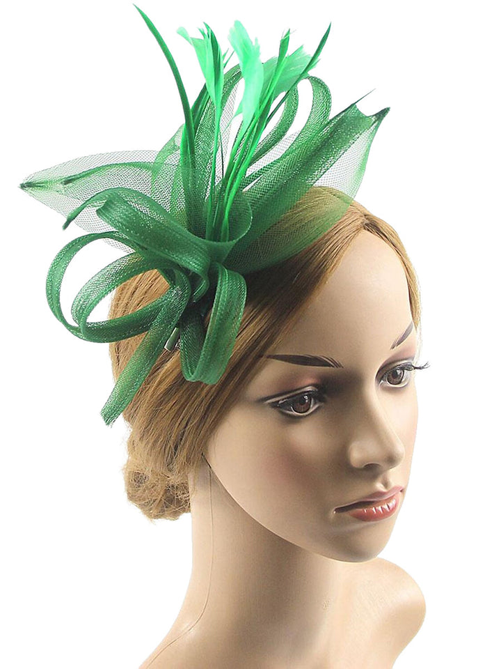 Vintage Organza Wedding Floppy Hat Fascinators/Headpiece with Feather &amp; Bow