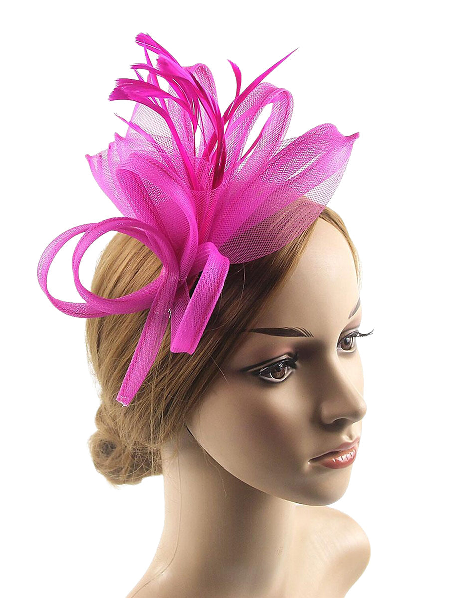 Vintage Organza Wedding Floppy Hat Fascinators/Headpiece with Feather &amp; Bow