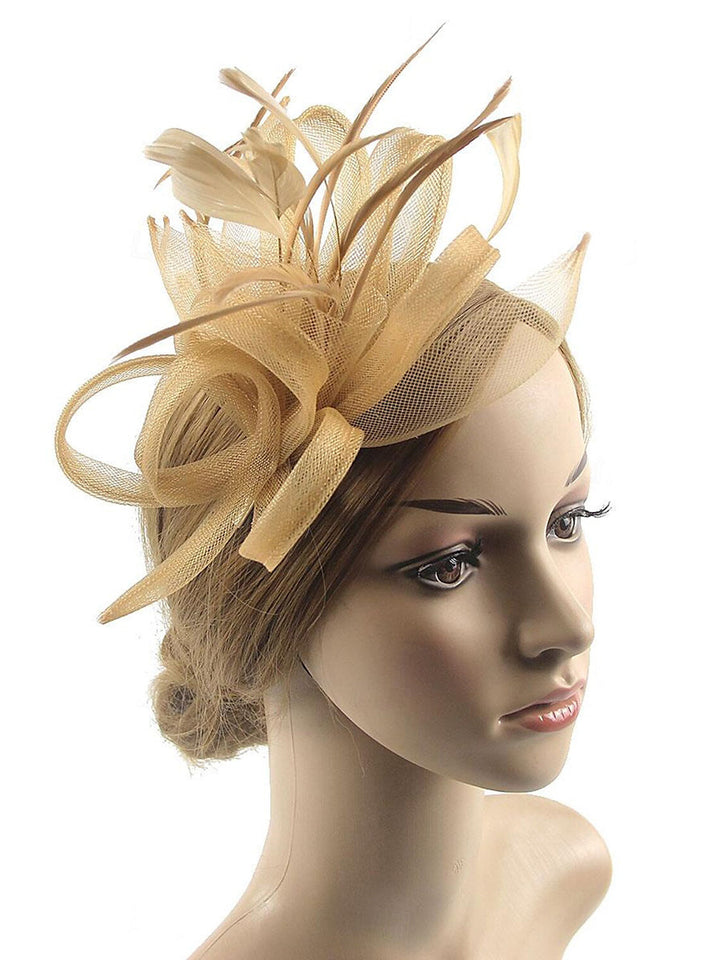 Vintage Organza Wedding Floppy Hat Fascinators/Headpiece with Feather &amp; Bow