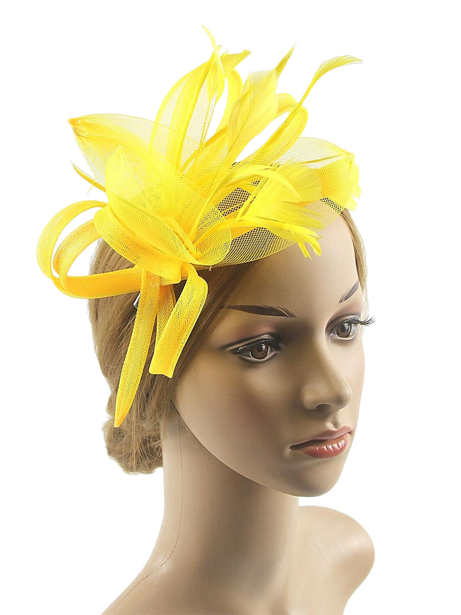 Vintage Organza Wedding Floppy Hat Fascinators/Headpiece with Feather &amp; Bow