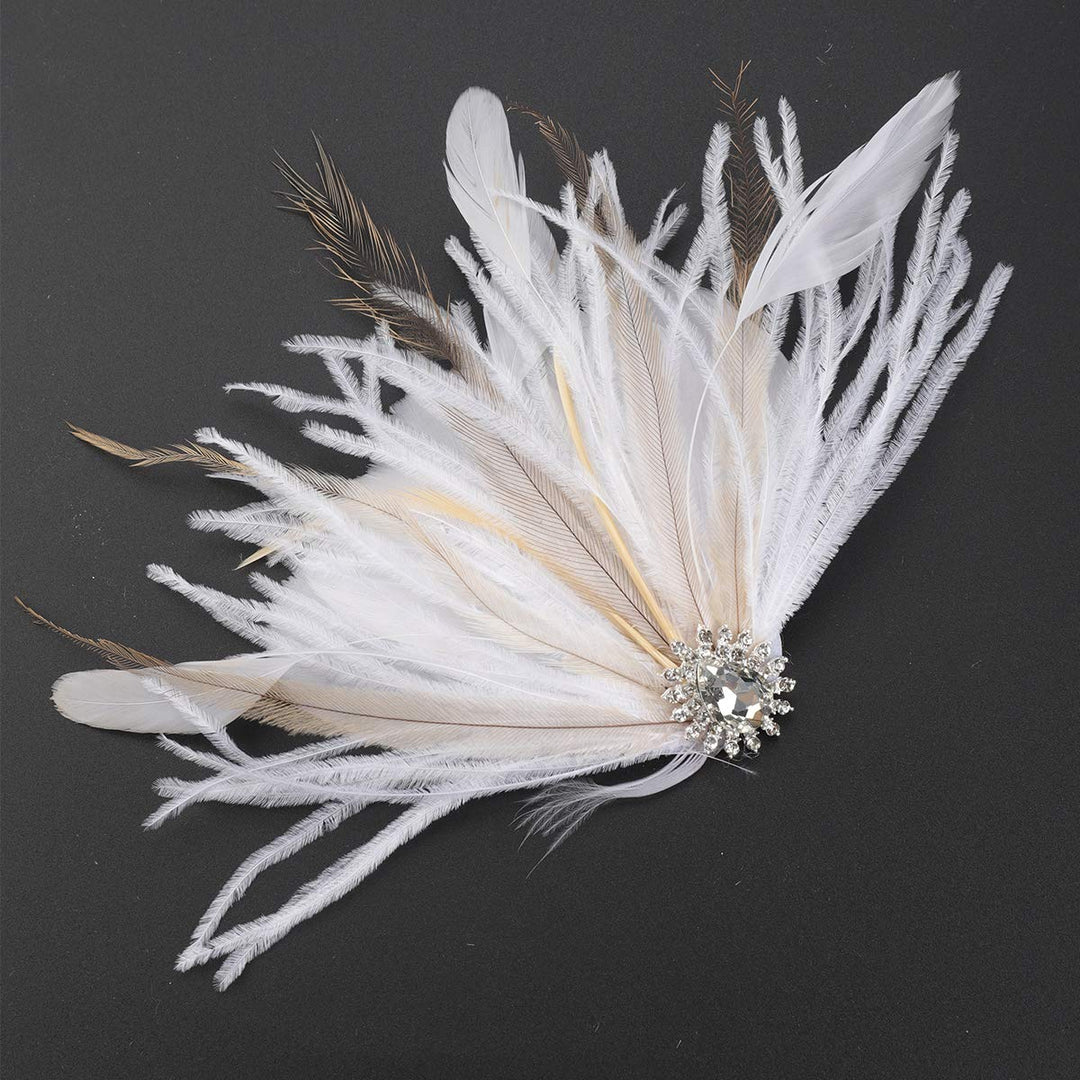 White Vintage Classical Feather Wedding Elegant Hat Fascinators/Headpiece with Crystal