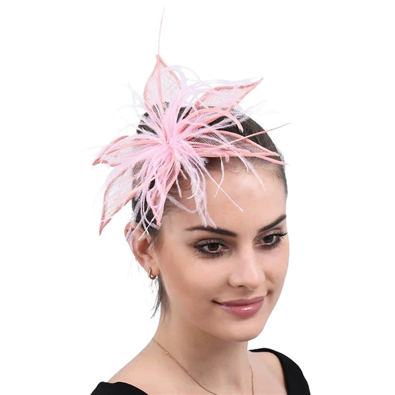Pink Elegant Faux Linen Fascinator Wedding Evening Party Floral Hat/Headpiece