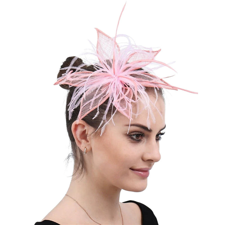 Pink Elegant Faux Linen Fascinator Wedding Evening Party Floral Hat/Headpiece