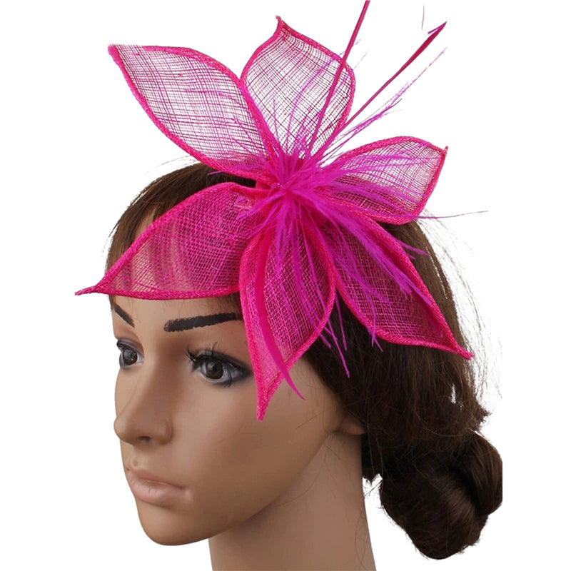 Pink Elegant Faux Linen Fascinator Wedding Evening Party Floral Hat/Headpiece