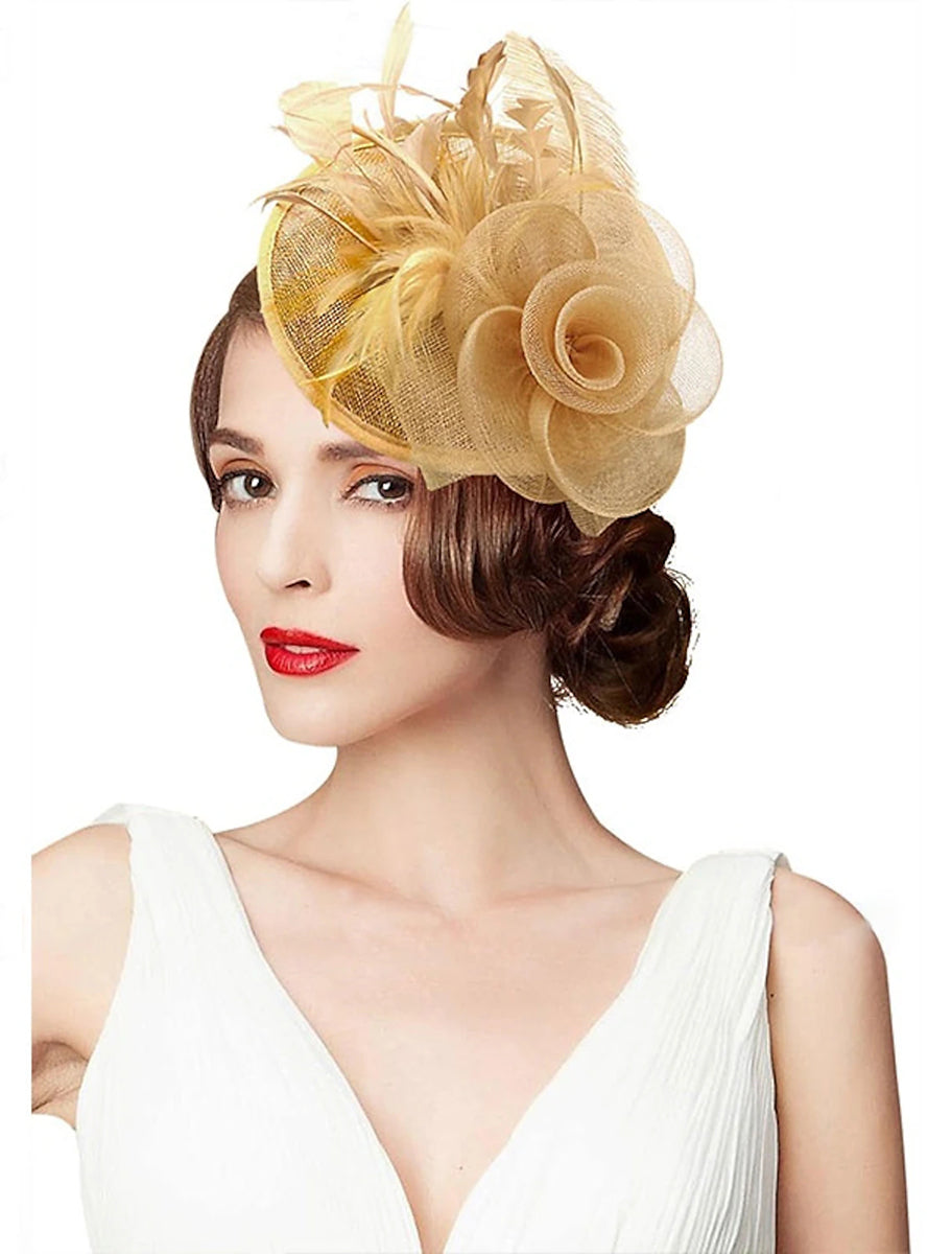 Women's Wedding Party Church Daily Feather Flower Headband Clip/Fascinator
