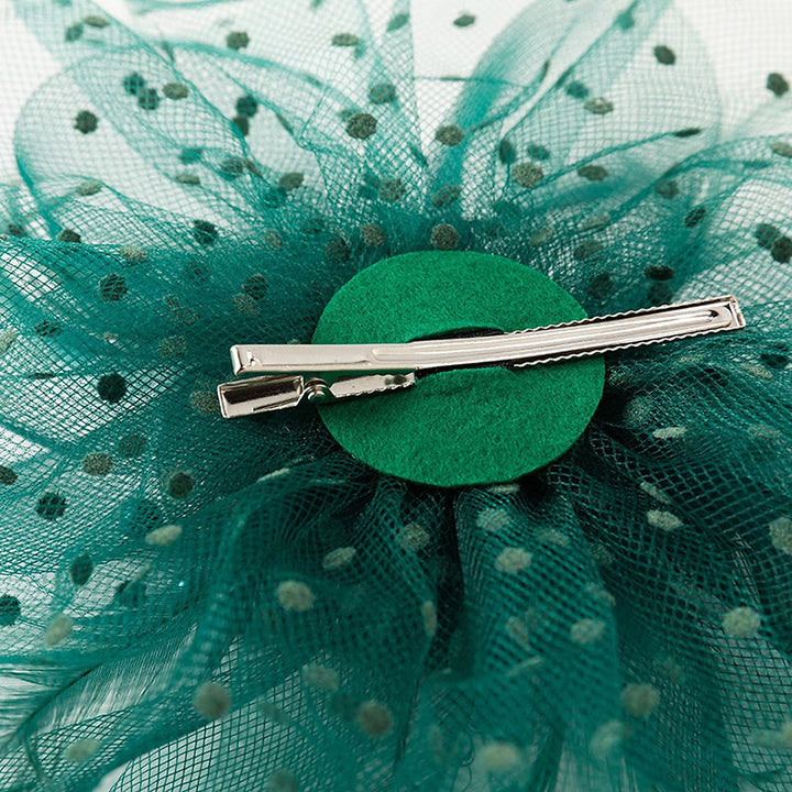 Retro Green Tea Party Cocktail Mesh Feather Flower Headband/Fascinator