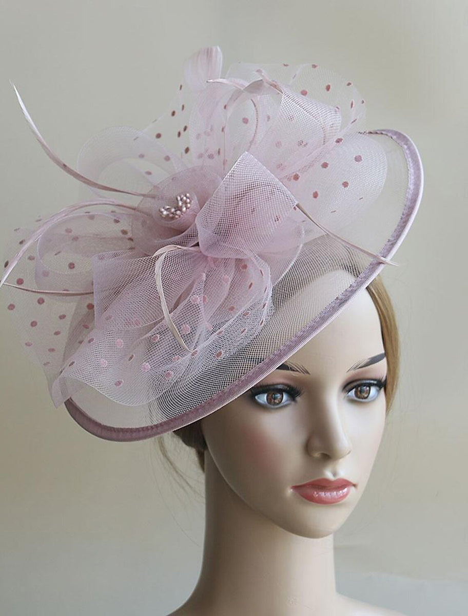 Retro Organza Wedding Party Horse Race Feather Hat/Fascinator With Bow