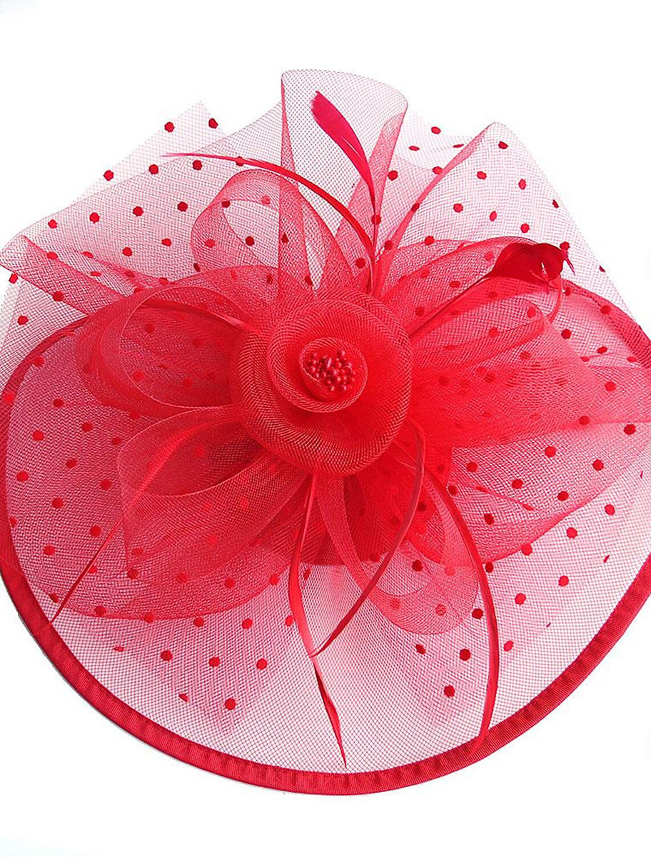 Retro Organza Wedding Party Horse Race Feather Hat/Fascinator With Bow