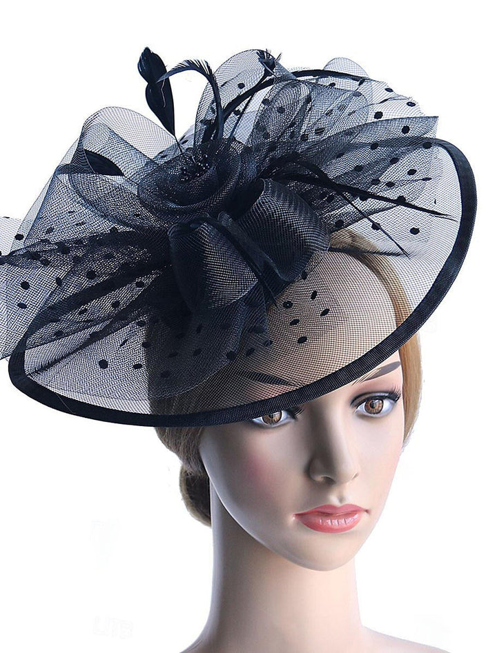 Retro Organza Wedding Party Horse Race Feather Hat/Fascinator With Bow