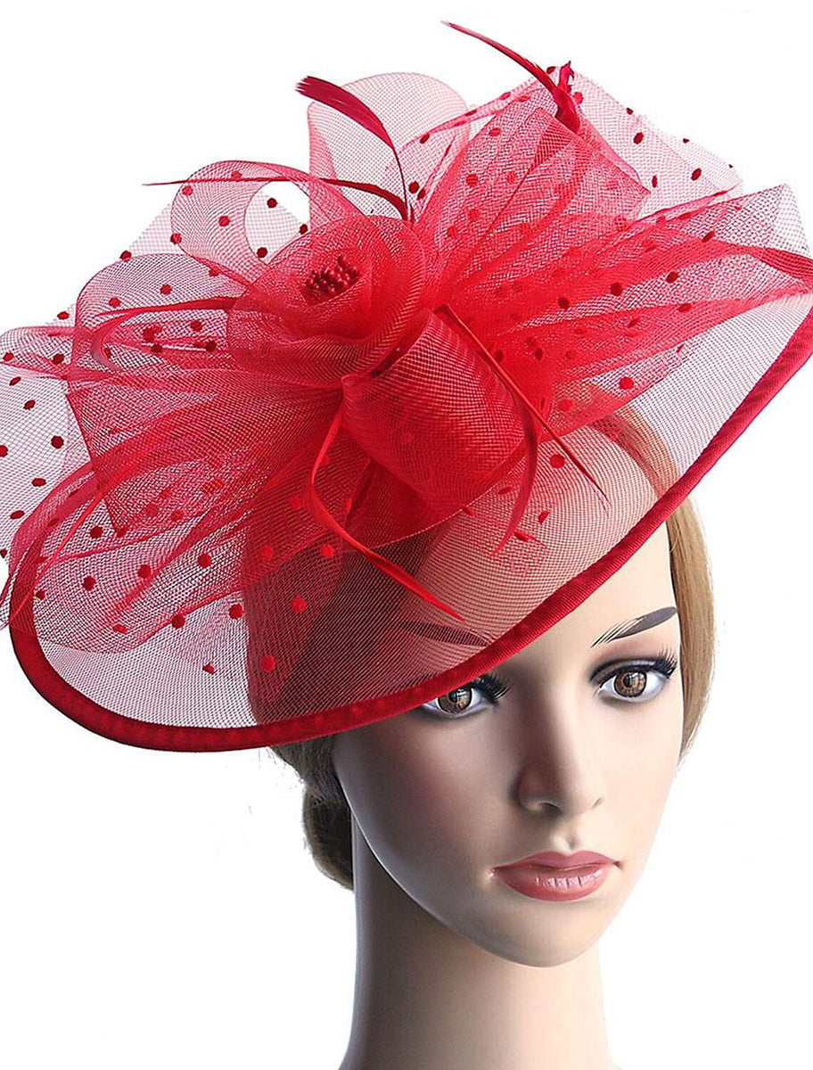 Retro Organza Wedding Party Horse Race Feather Hat/Fascinator With Bow