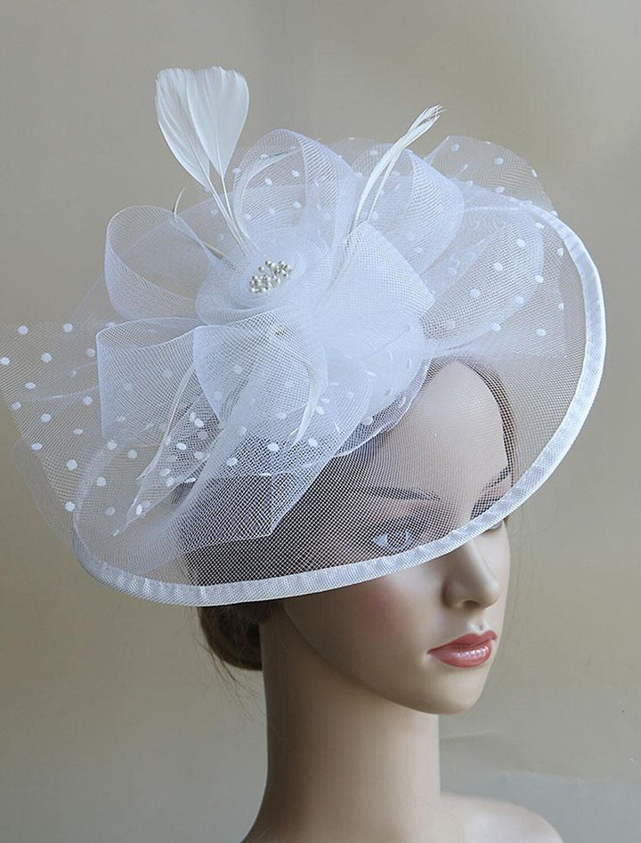 Retro Organza Wedding Party Horse Race Feather Hat/Fascinator With Bow