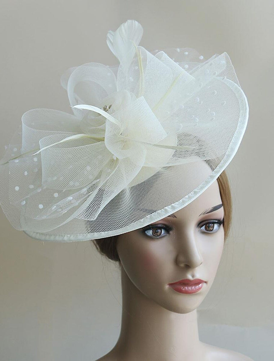 Retro Organza Wedding Party Horse Race Feather Hat/Fascinator With Bow