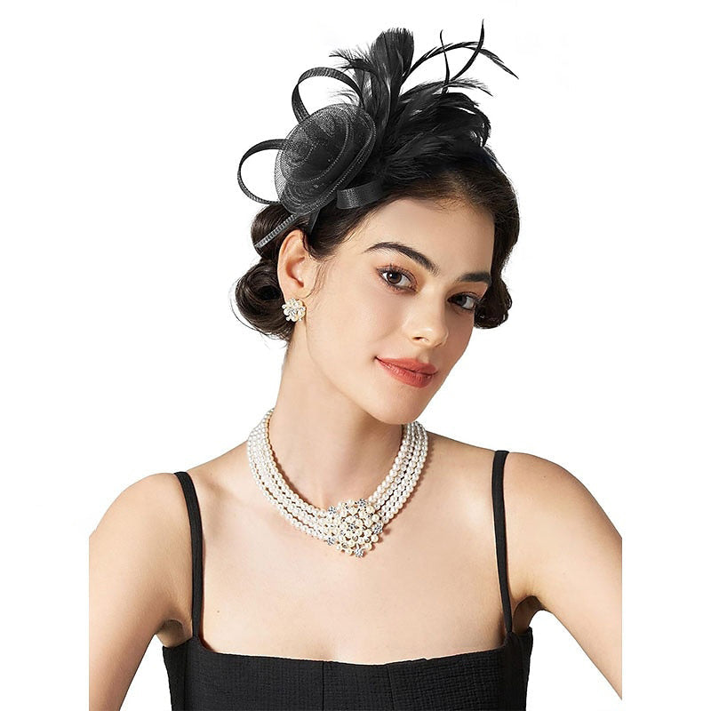 Elegant Retro Tulle Wedding Party Ladies Day Feather Cute Headpiece/Fascinator