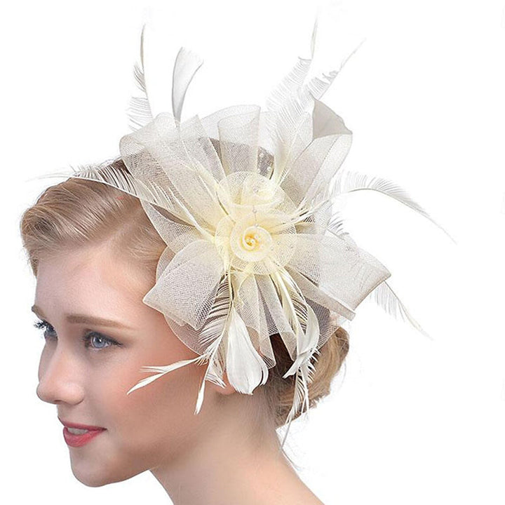 Organza Fedora Hat Ladies Day Feather Cocktail Headpiece/Veil Hat With Bow