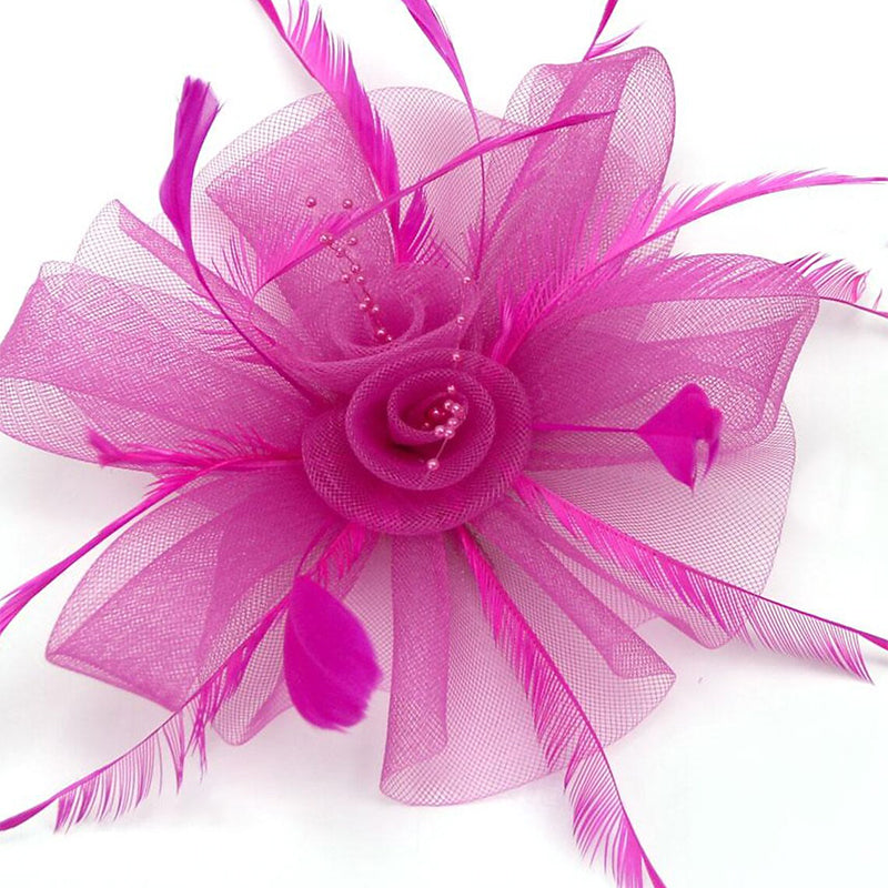 Organza Fedora Hat Ladies Day Feather Cocktail Headpiece/Veil Hat With Bow