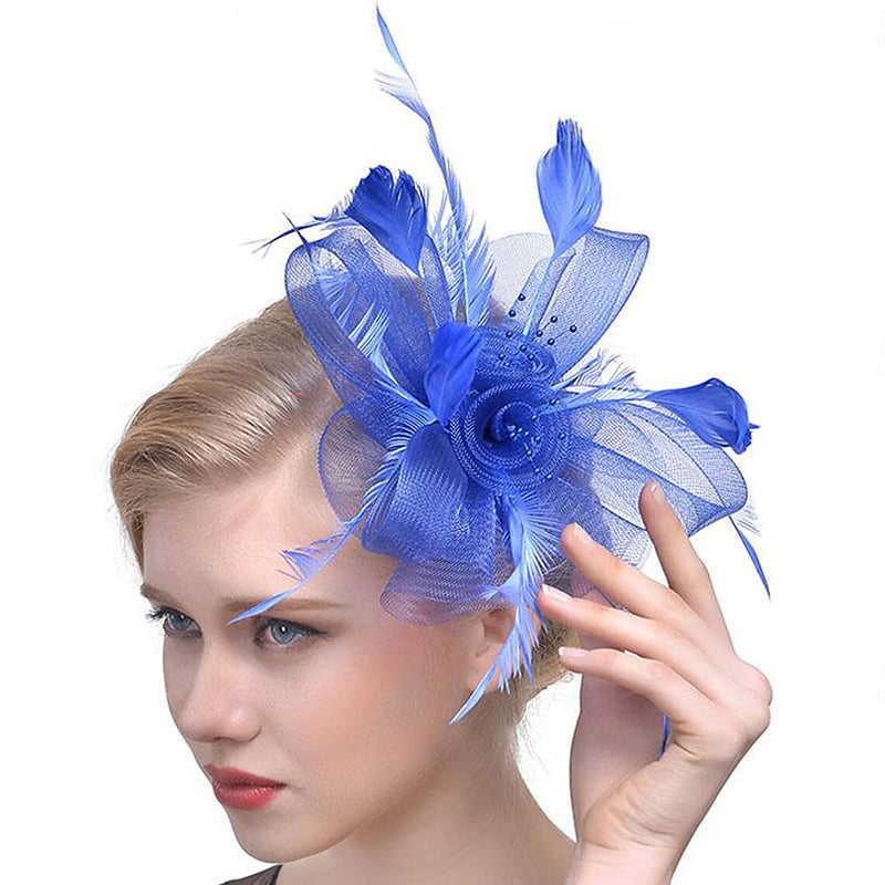 Organza Fedora Hat Ladies Day Feather Cocktail Headpiece/Veil Hat With Bow
