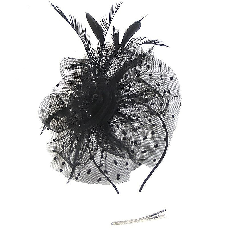 Women's Elegant Wedding Tea Party Feather Floral Cute Cocktail Headpiece/Veil Hat