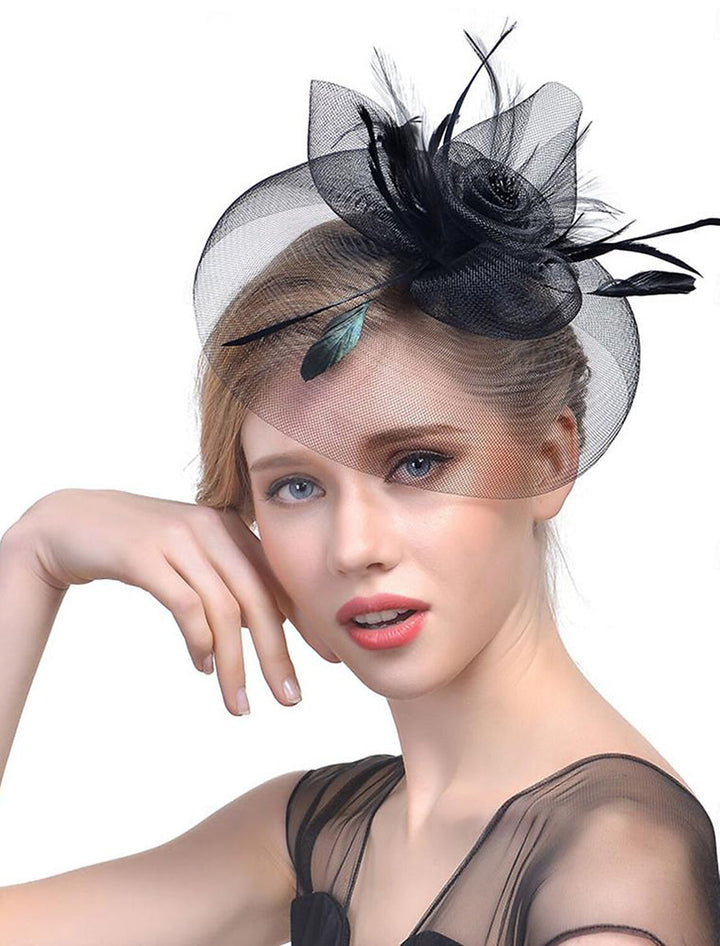 Women's Organza Fedora Hat Tea Party Horse Race Pure colour Headpiece/Veil Hat With Feather