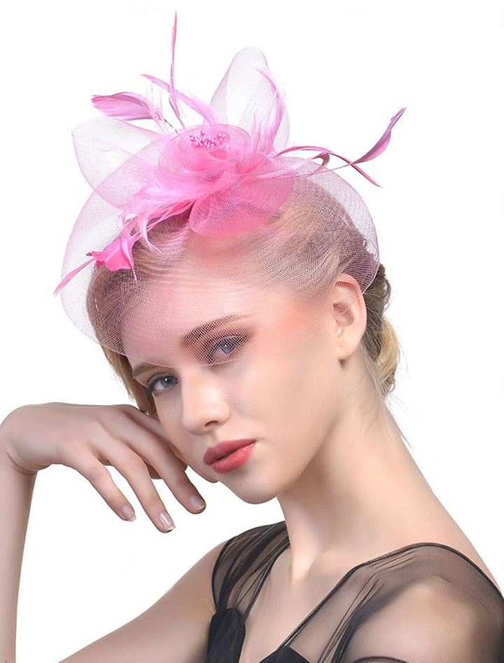 Women's Organza Fedora Hat Tea Party Horse Race Pure colour Headpiece/Veil Hat With Feather