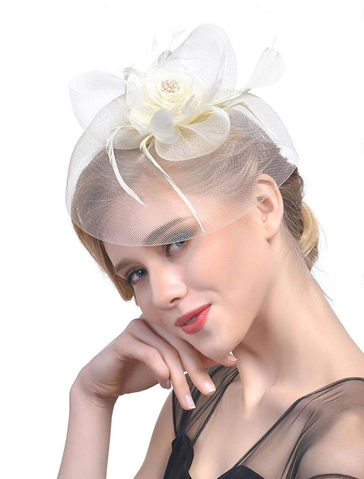 Women's Organza Fedora Hat Tea Party Horse Race Pure colour Headpiece/Veil Hat With Feather