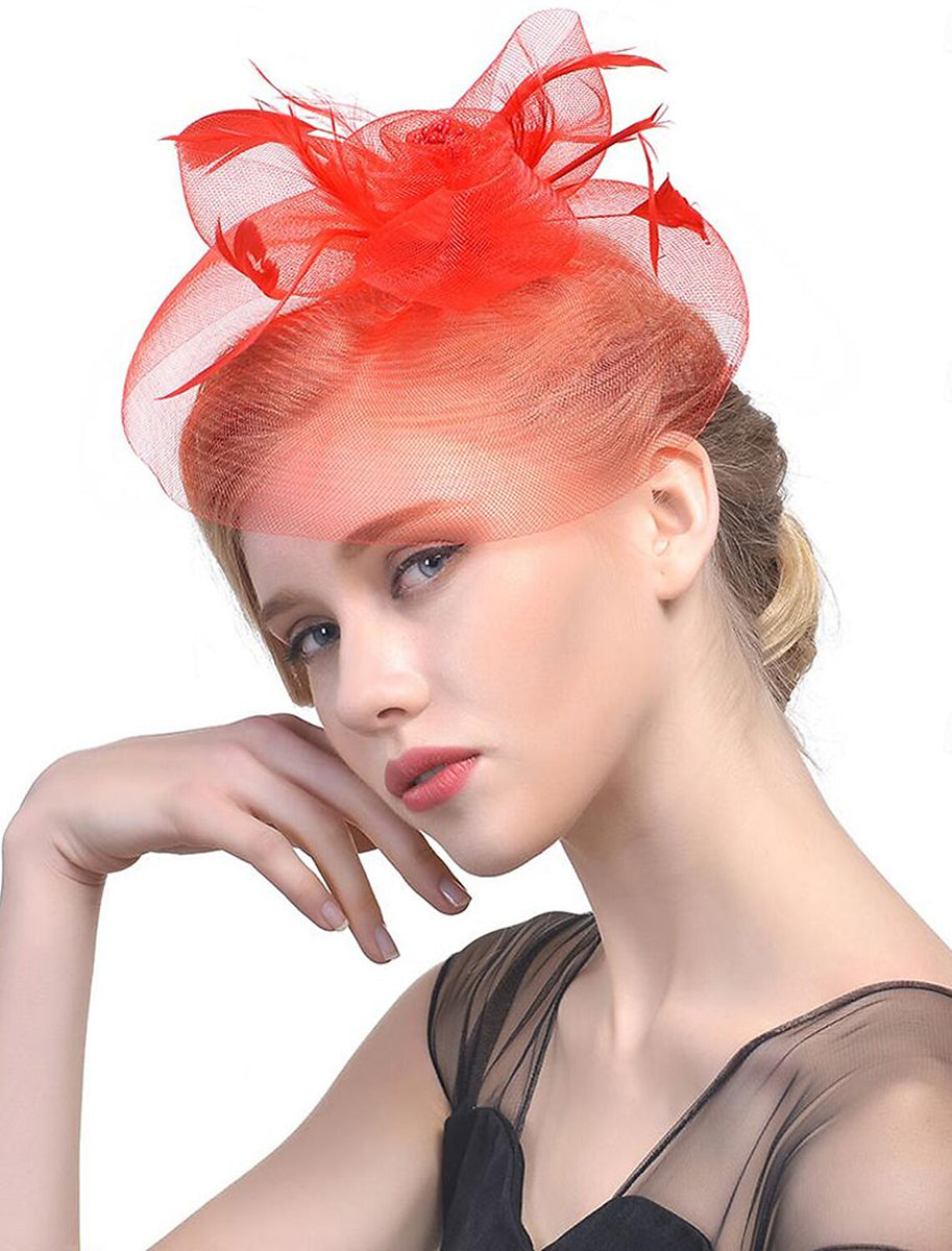 Women's Organza Fedora Hat Tea Party Horse Race Pure colour Headpiece/Veil Hat With Feather