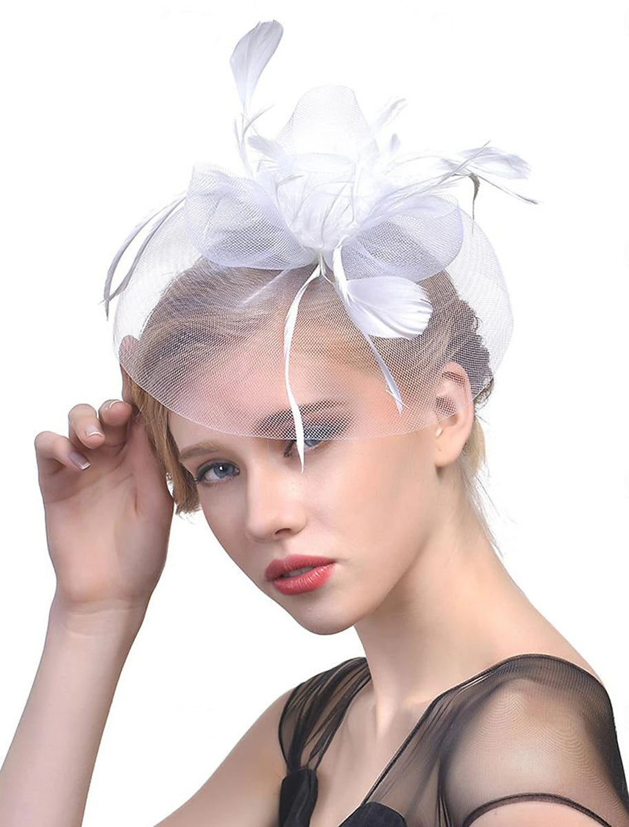 Women's Organza Fedora Hat Tea Party Horse Race Pure colour Headpiece/Veil Hat With Feather