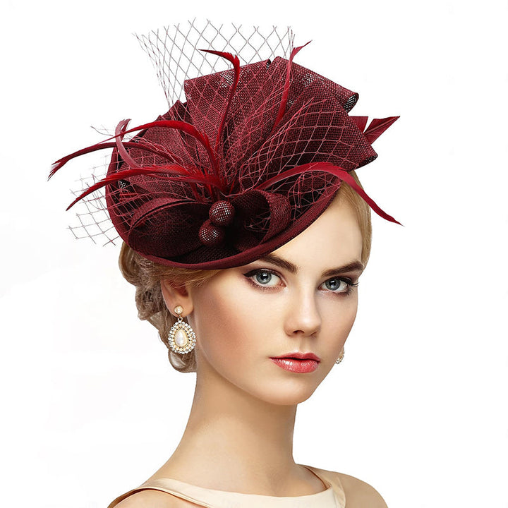 White Delicate Tea Party Kentucky Derby Floral Feather Headpiece/Headwear