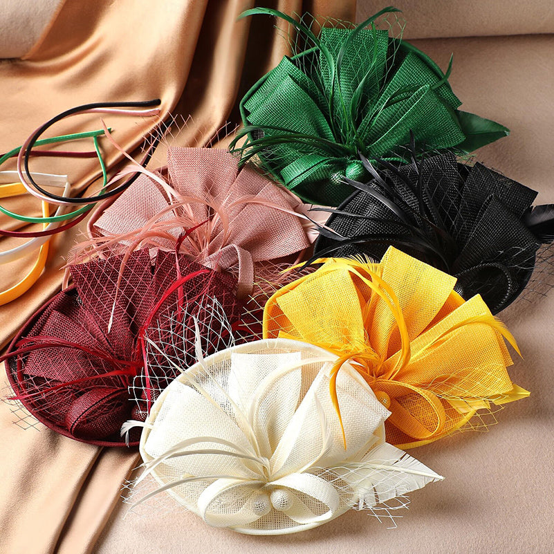 White Delicate Tea Party Kentucky Derby Floral Feather Headpiece/Headwear