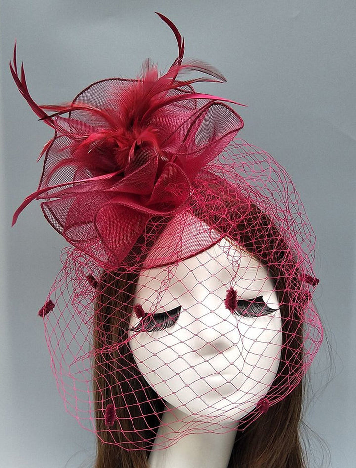 Women's Vintage Kentucky Derby Hat Flower Feather Wedding Headpiece/Headwear