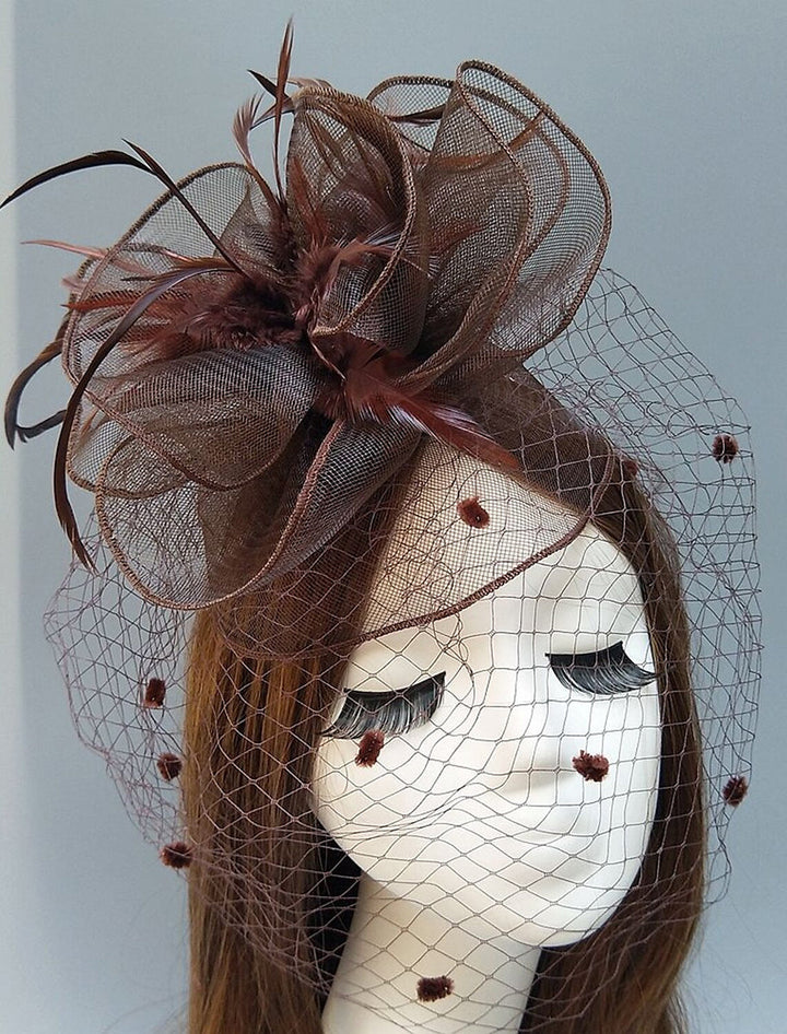 Women's Vintage Kentucky Derby Hat Flower Feather Wedding Headpiece/Headwear