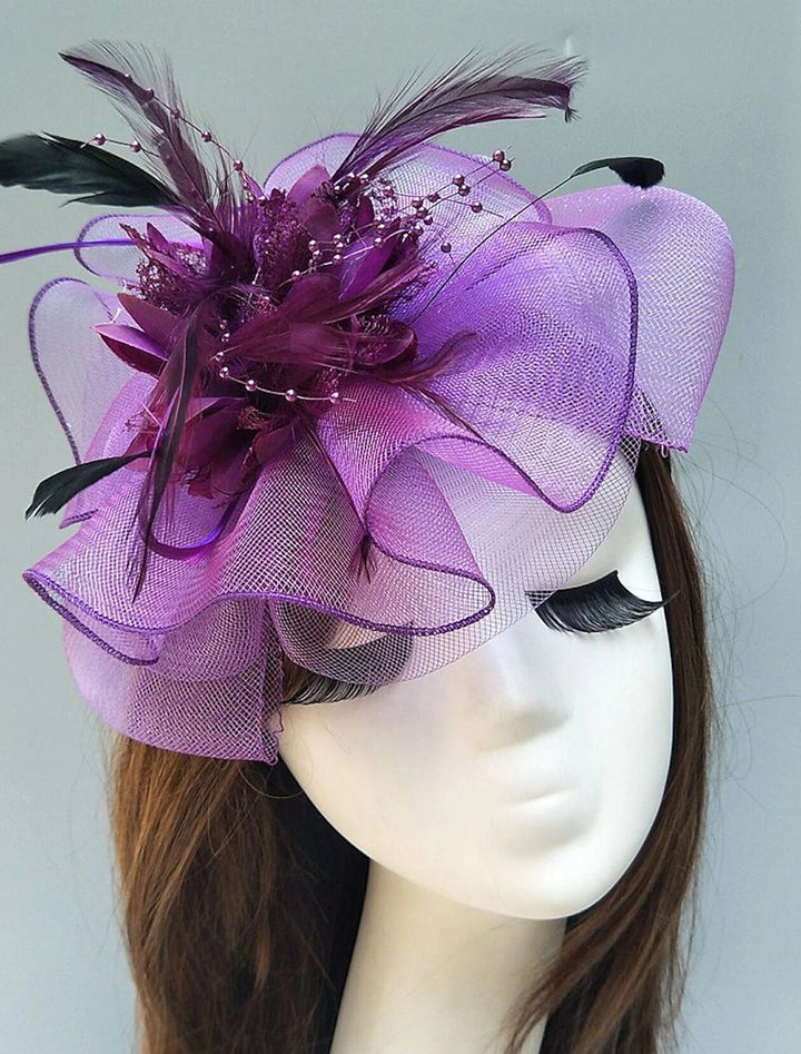 Women's Net Ladies Day Horse Race Flower Wedding Headpiece/Headwear With Feather