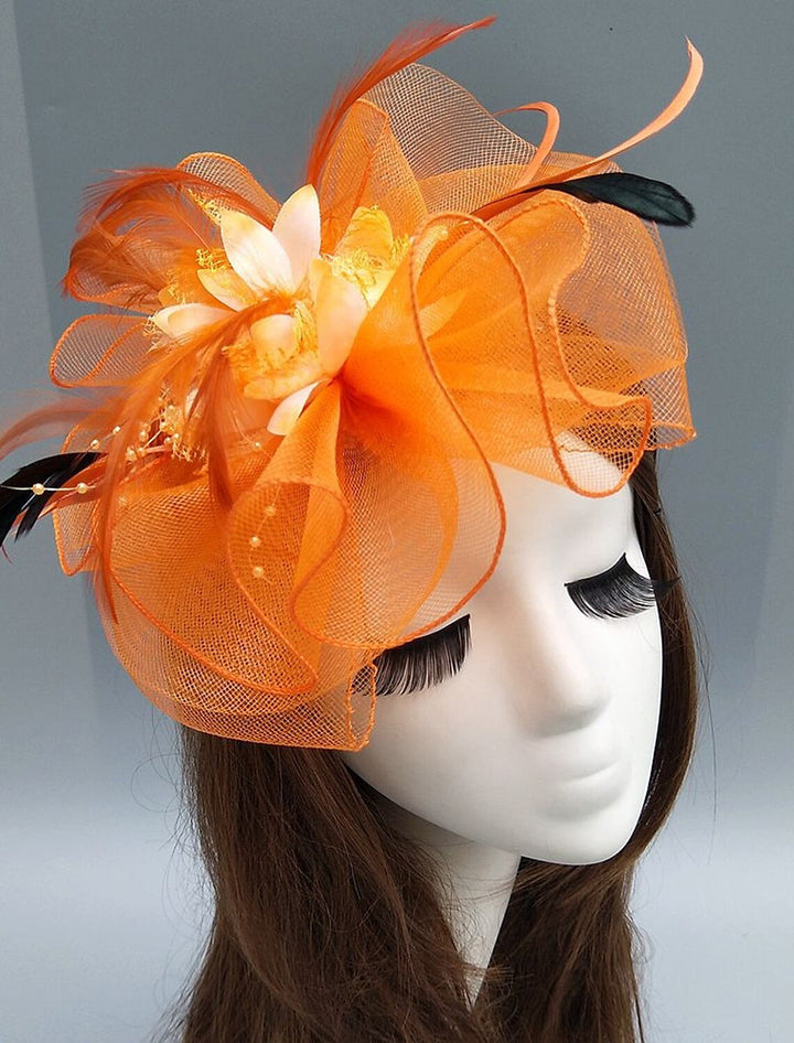 Women's Net Ladies Day Horse Race Flower Wedding Headpiece/Headwear With Feather
